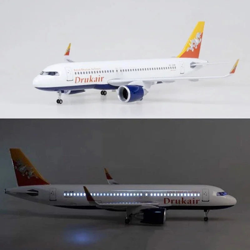 1/80 Scale 47 cm Bhutan Drukair Airlines A320 Neo With Lighting And Wheels Die-cast Resin Collection Home Decor Display