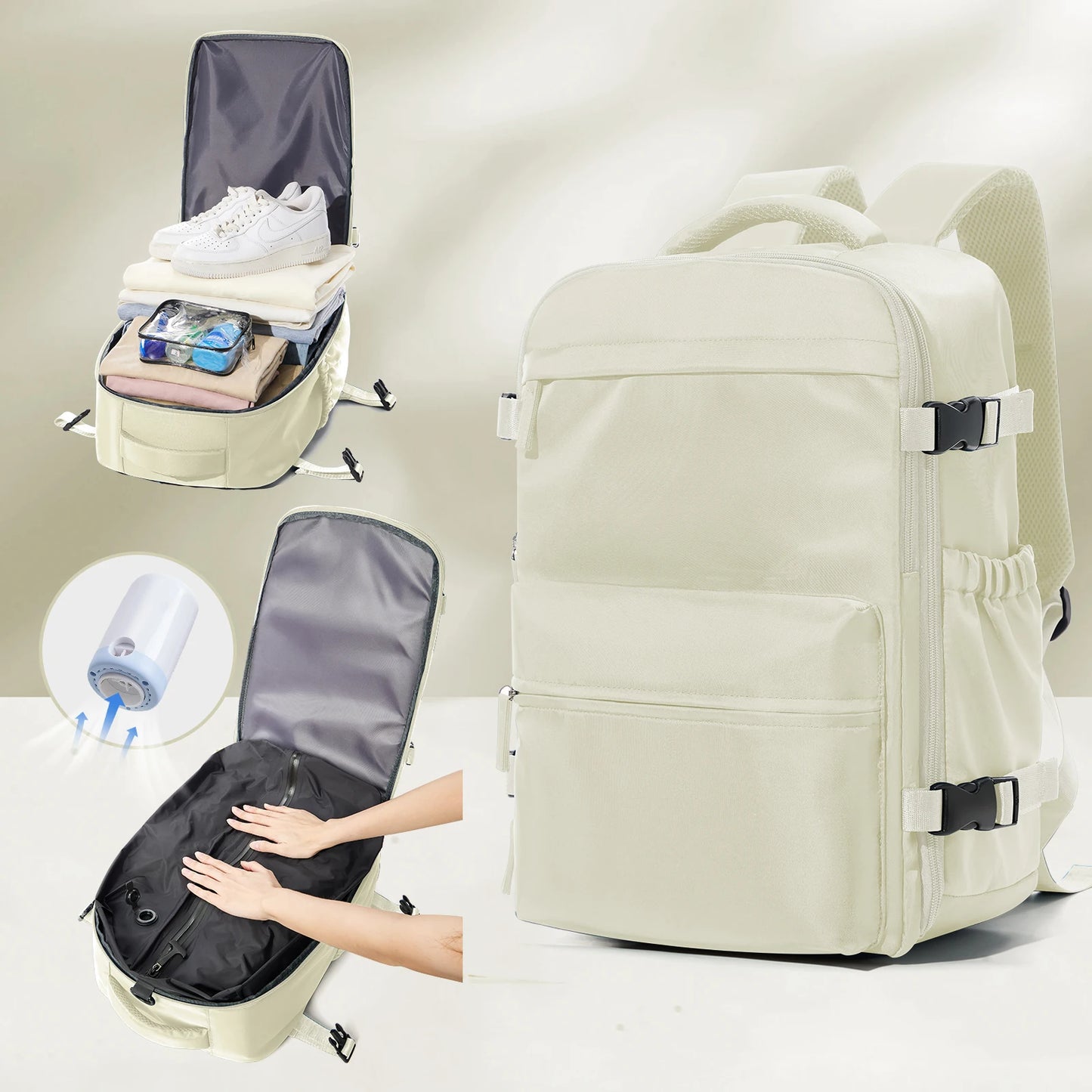 Vacuum Backpack Travel Bag for Men Large Capacity airback Backpack Business Laptop Backpack Women Expandable Backpack School Bag