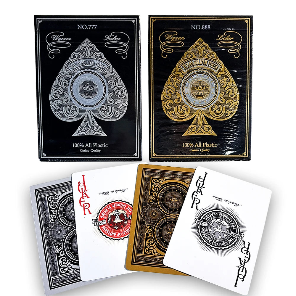Premium Gold Edge Silver Edge Playing Cards PVC Plastic Waterproof Durable Poker Cards Large Character Deck of Cards for Parties