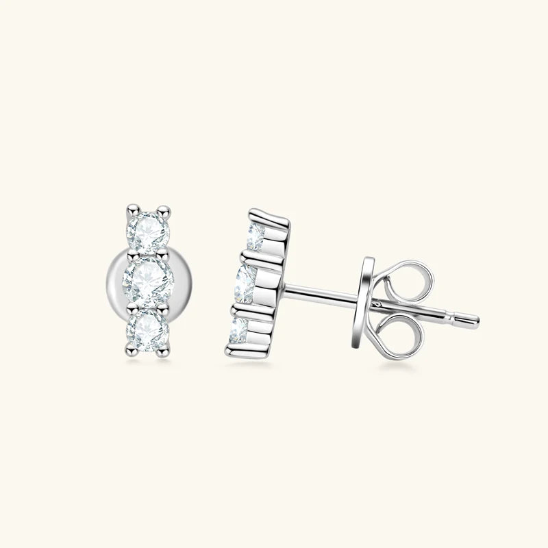 IOGOU Simple 3 Stone Moissanite Pendant Necklace Earrings Jewelry Set for Women Real 925 Silver Valentine's Day Christmas Gifts