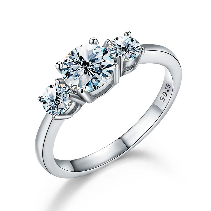 GRA Shiny Real 1CT D Color Moissanite Diamond Wedding Rings For Women Original 925 Sterling Silver Luxury Quality Fine Jewelry