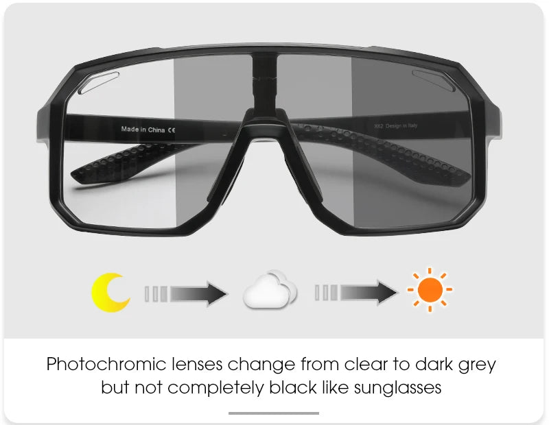 SCVCN Men Bike Photochromic Glasses Cycling Sunglasses for Women Sports Running MTB Biking Eyewear Road Mountain Bicycle Goggle