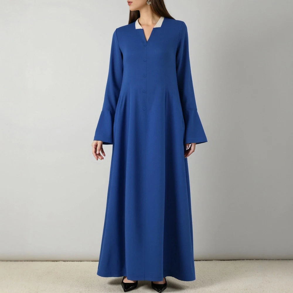 Rafiah Women's Dresses Summer Elegant Decent 2025 Long Sleeve Lapel Midi A Line Casual Long Dresses