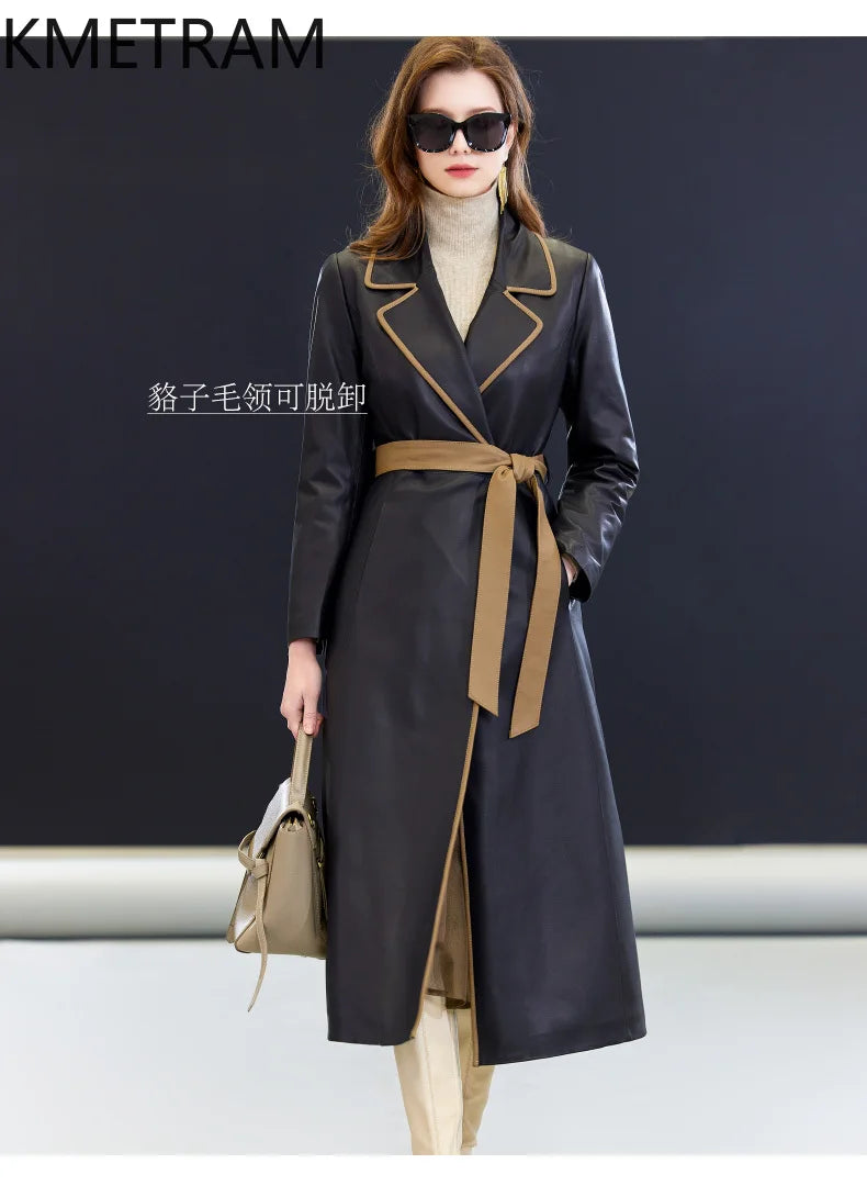 100% Sheepskin Puffer Jacket Women High Quality Long Down Coats Winter Raccoon Fur Collar Coat Womans Clothing Leren Donsjas