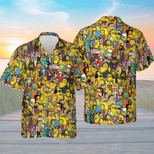 The Simpsons Cartoon Short Sleeve Shirt Men's Hawaiian Summer Beach Shirt Casual Fun T-Shirt Anime Oversized Girls T-Shirt