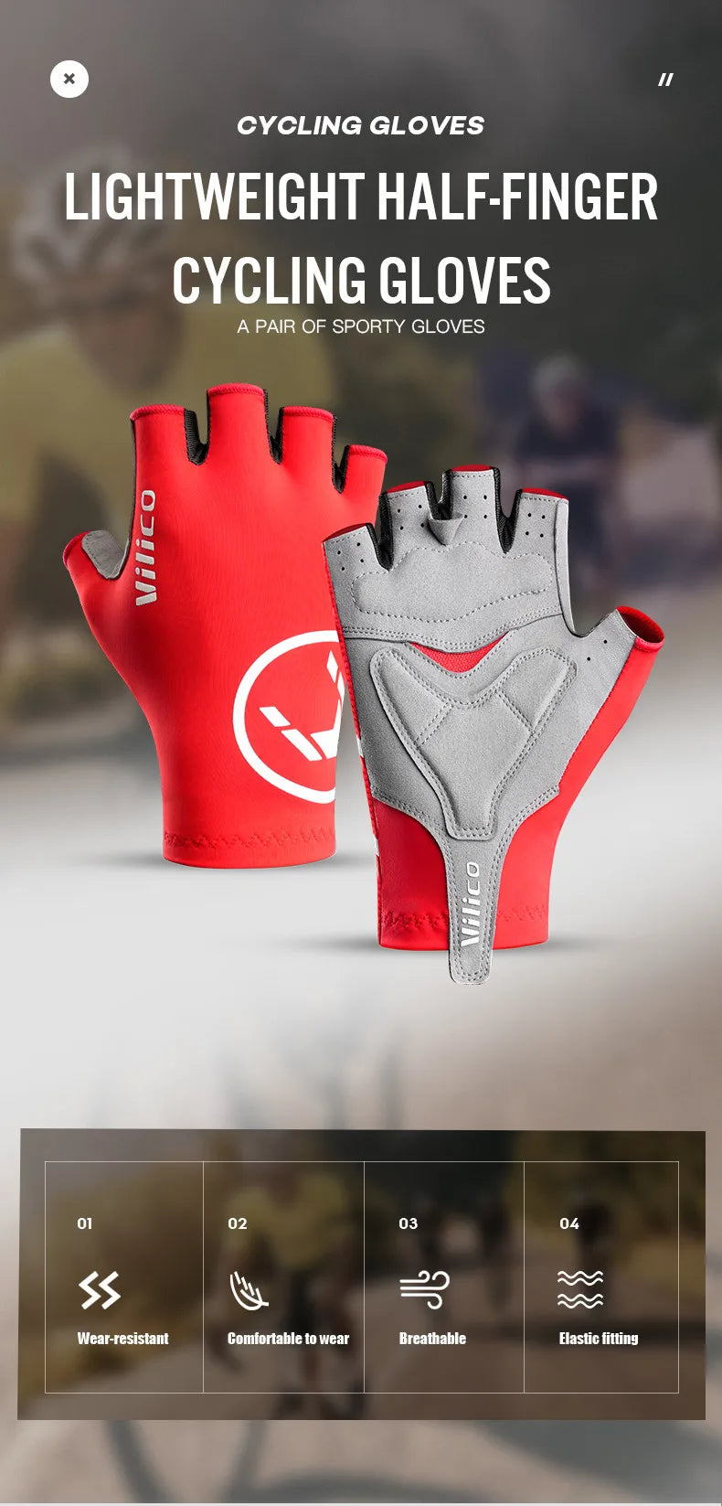 Breaking Wind Cycling Half Finger Gloves Anti-slip Bicycle Mittens Racing Road Bike Glove MTB Biciclet Guantes Mountaineering
