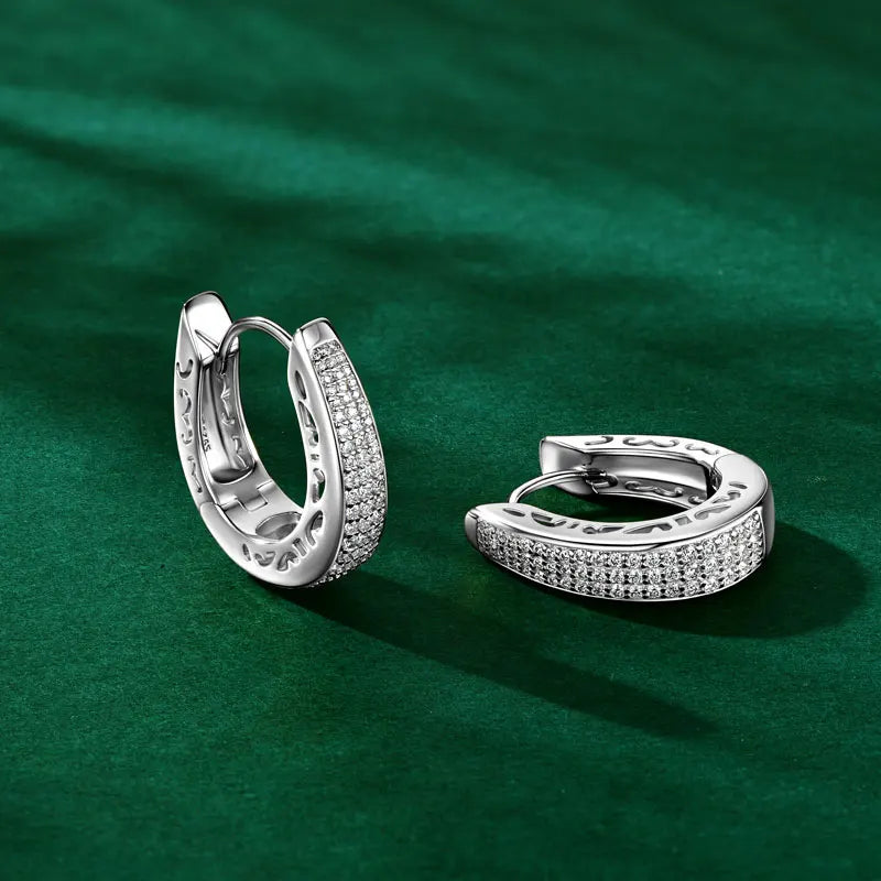 Lnngy GRA Certified 0.86CTW. Moissanite Hoop Earring Trendy 925 Sterling Silver Earrings For Women 18k Gold Plated Jewelry