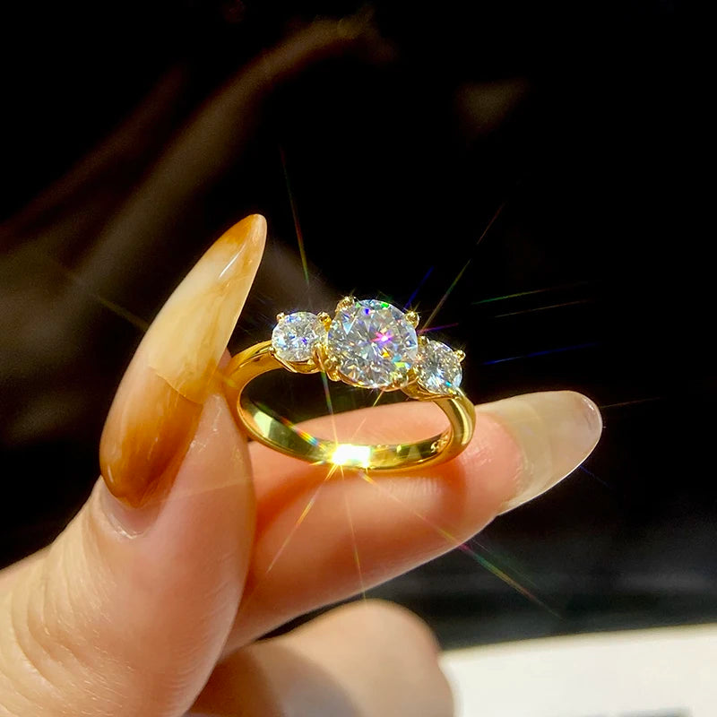 GRA Shiny Real 1CT D Color Moissanite Diamond Wedding Rings For Women Original 925 Sterling Silver Luxury Quality Fine Jewelry