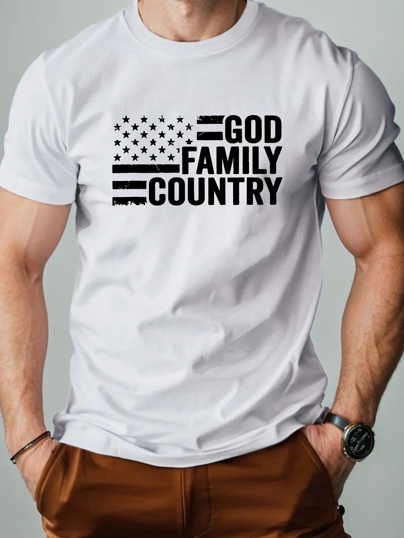 ✝️ Men’s Summer 100% Cotton Casual T-Shirt,“GOD Family” Print | Loose Fit | Round Neck | Breathable Comfort