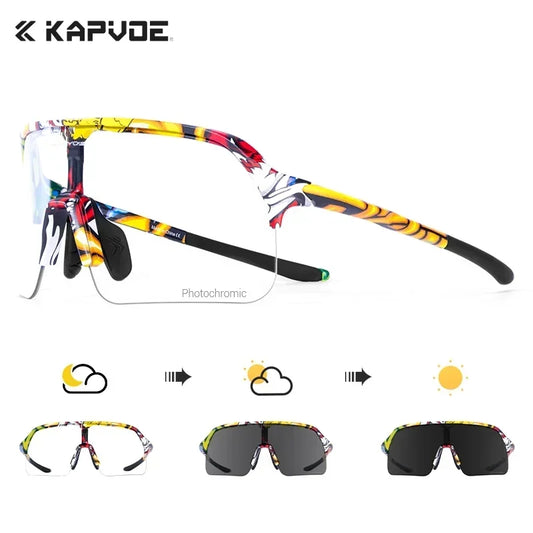 Kapvoe Photochormic Sunglasses Cycling Glasses Women UV400 for Men Casual Glasses Running Baseball MTB Outdoor Eyewear