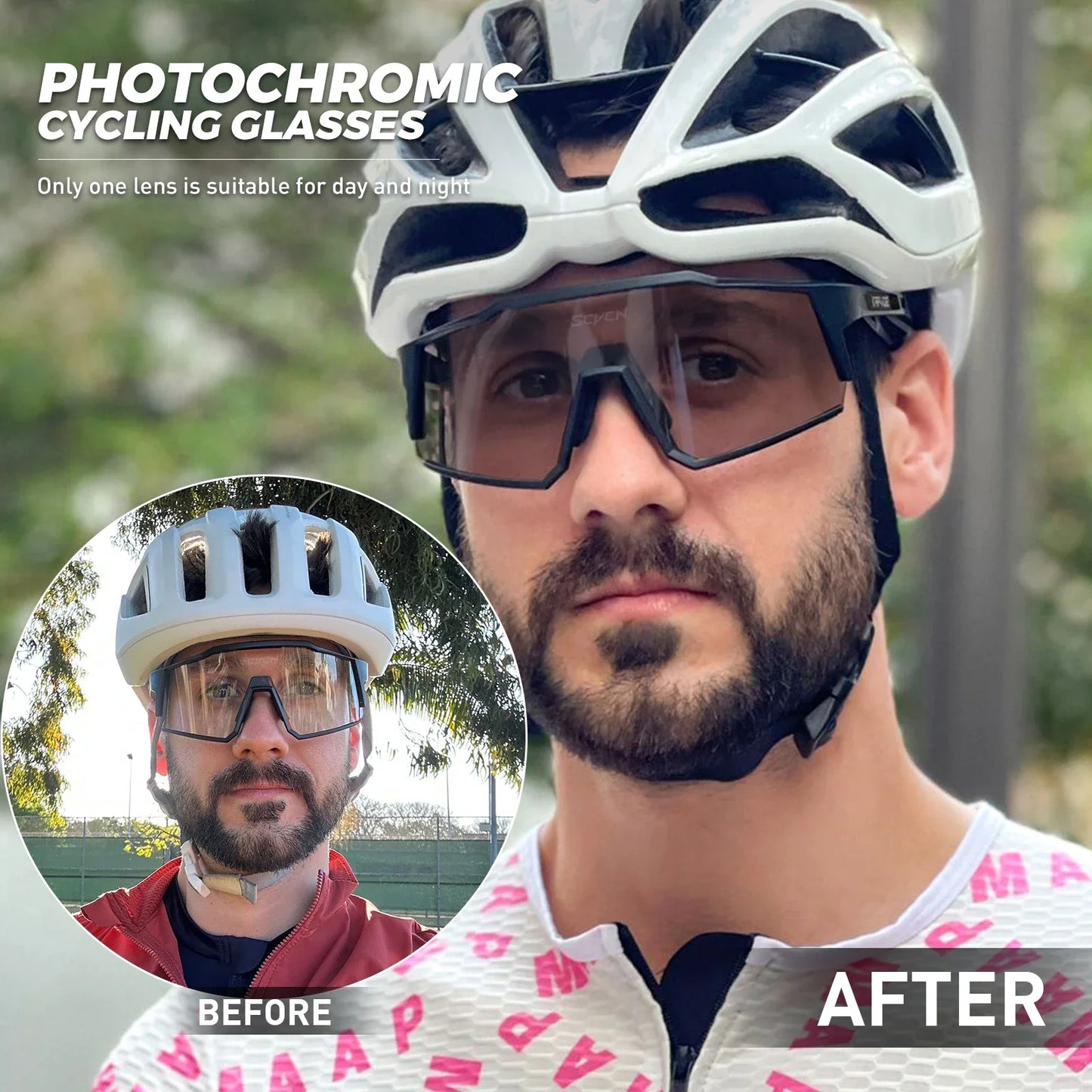 SCVCN Photochromic Cycling Glasses Bike Sunglasses for Men Fashion Mountain Bicycle Road Speed Goggles Eyewear Sports MTB Bike
