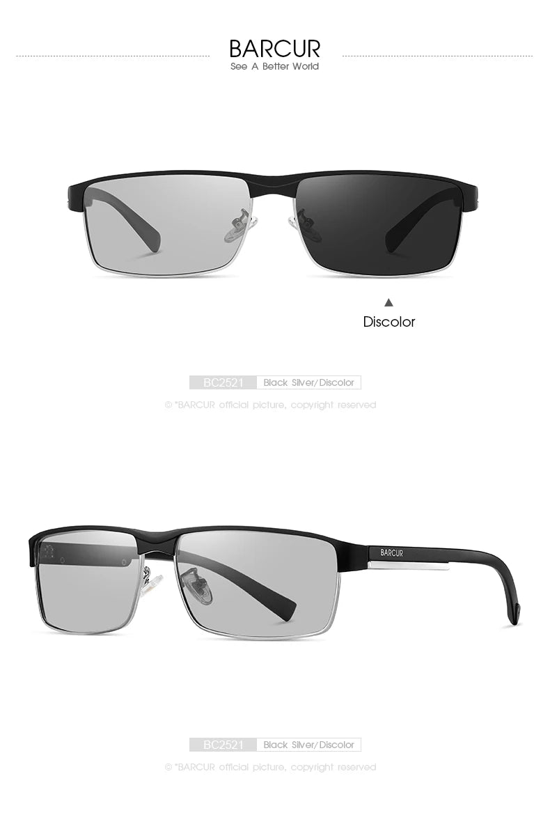 BARCUR Original Rectangle Business Sunglasses for Men Driving Hiking Sports Sun Glasses for Women Fashion Shades Oculos De Sol