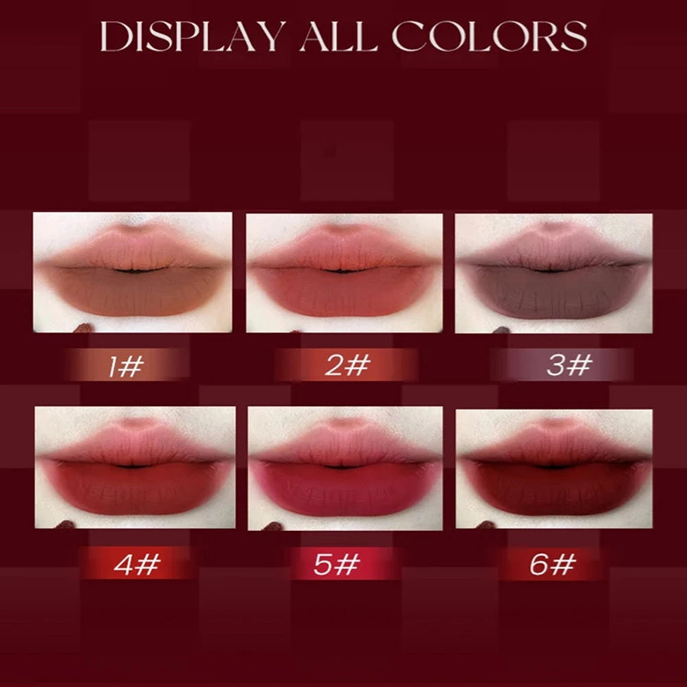Punk Dark Red Lip Gloss Waterproof Lasting Matte Lipstick Smoky Nude Purple Matte Lipstick Natural Chocolates Lip Tint Makeup