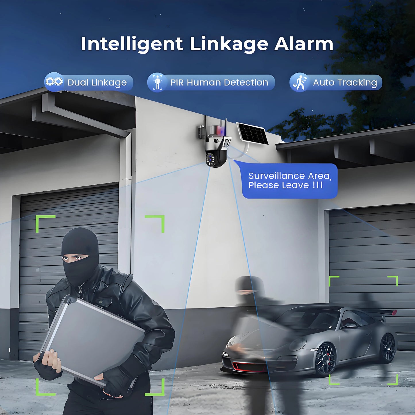 Solar Outdoor Surveillance Camera 4G Sim 6K 12MP Three Lens 10 Digital Zoom Wireless Cctv PTZ IP66 Security Solar Panel Cameras