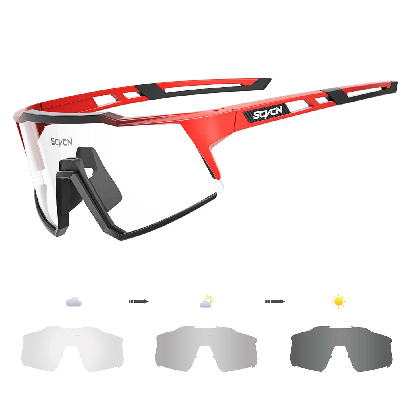 SCVCN Photochromic Cycling Glasses Bike Sunglasses for Men Fashion Mountain Bicycle Road Speed Goggles Eyewear Sports MTB Bike