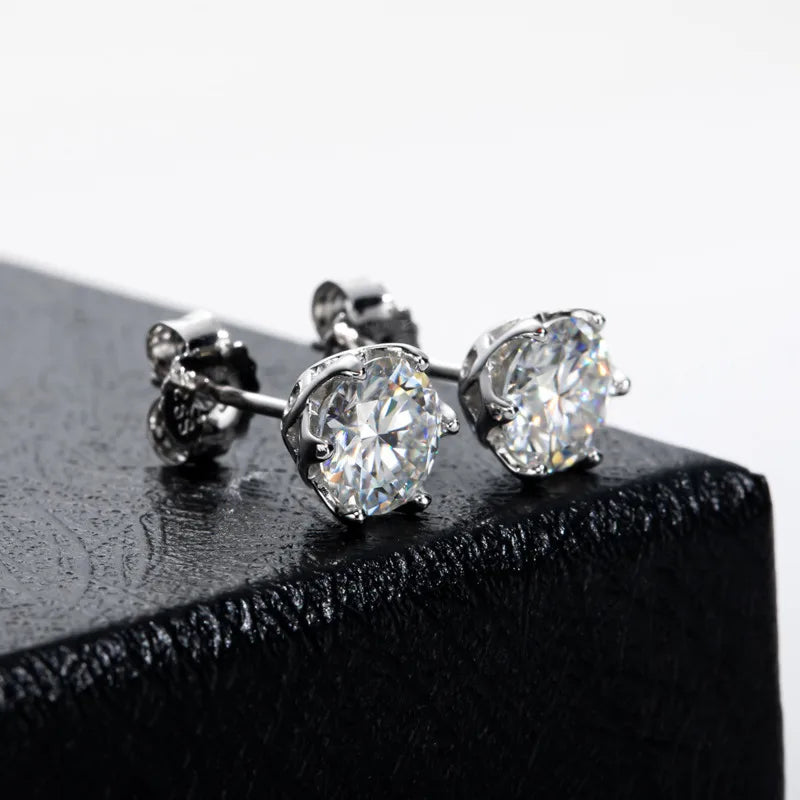 JoyceJelly 1/2/4CT VVS D Color Moissanite Russian Cut 8H8A Lab Diamond Stud Earrings For Women S925 Sterling Silver Fine Jewelry