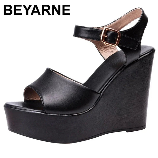Women’s Genuine Leather wedges Sandals – Elegant Party Wear
