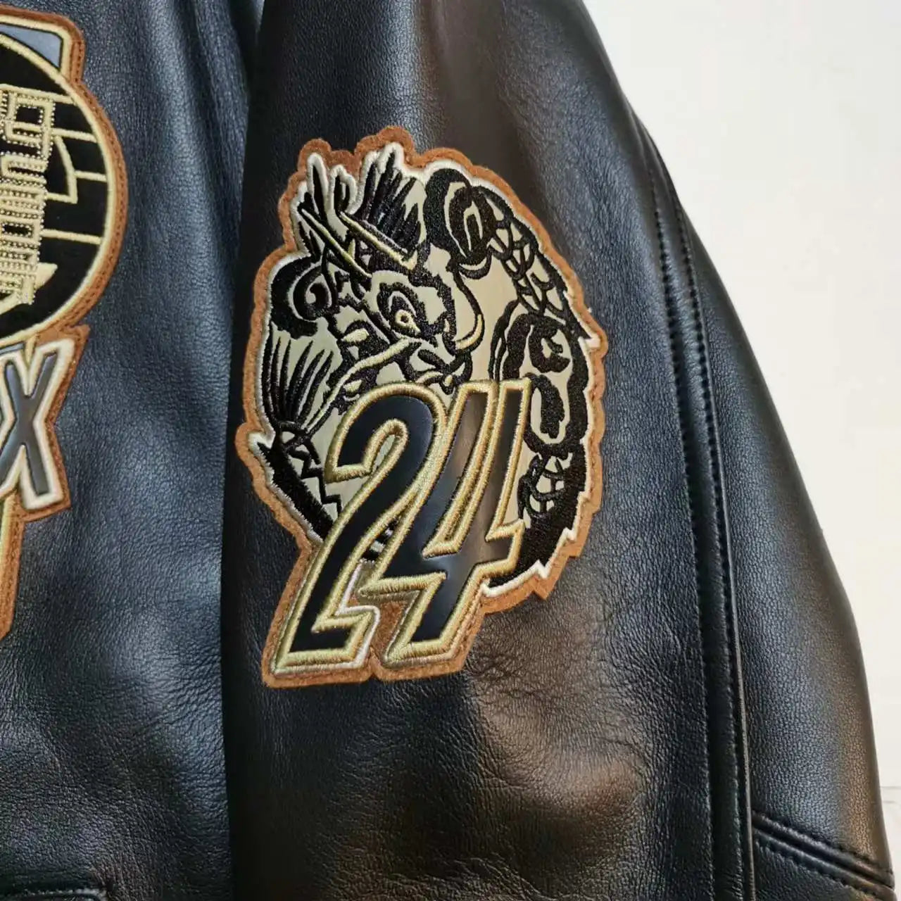 AVIREX fall new jacket men's European antique sheepskin jacket LIMITED EDITION TWIN DRAGON JACKET casual leather jacket tops