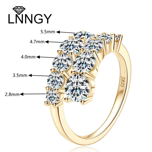 Lnngy Adjustable Rings for Women 925 Sterling Silver Sparking Round Cut Moissanite Ring Engagement Wedding Party Jewelry Gift