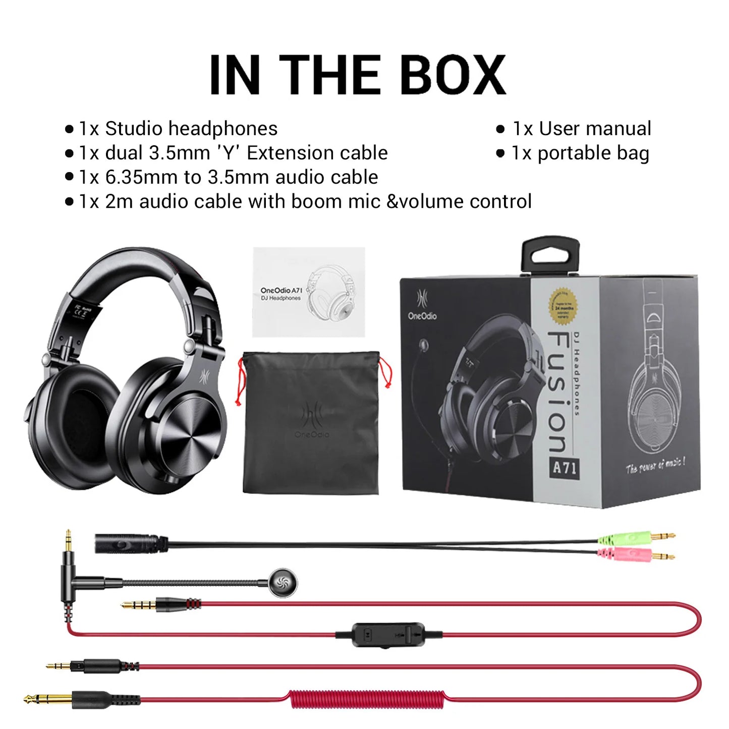 Oneodio A71 Wired Headphones For Computer Phone With Mic Over Ear Stereo Hi-Res Headset Studio Headphone For Recording Monitor