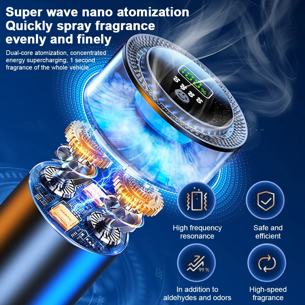 Caer Smart Car Air Freshener Rechargeable Cloud Mist Perfume Diffuser 3 Levels Adjustable Automobile Interior Humidifier Kit