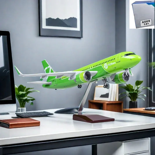 47CM 1/80 Airplane A320NEO A320 NEO Siberia S7 Airlines Model Toy Light & Wheel Landing Gear Diecast Resin Plane Model