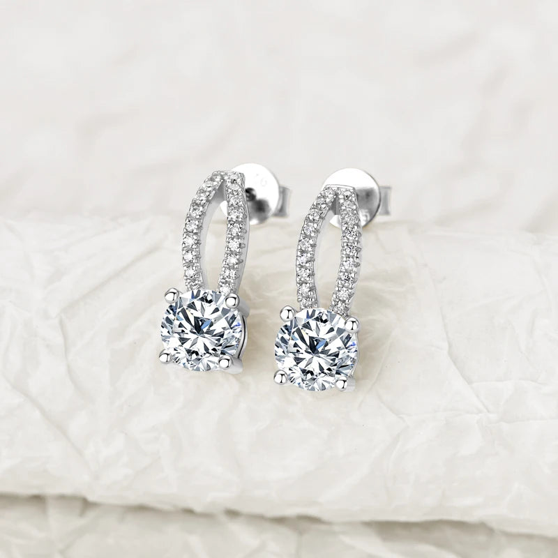 Lnngy pendientes plata 925 Sterling Silver Earring GRA Certified 6.5mm Moissanite Stud Earrings for Women Wedding Party Jewelry