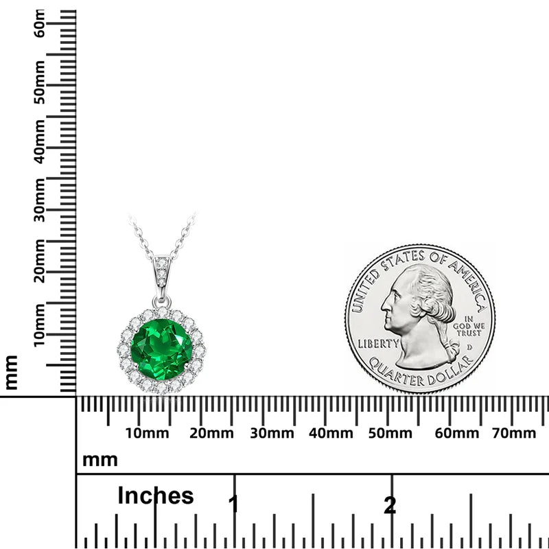 Lnngy Collar Plata 925 Sterling Silver Necklace Pear/Oval/Round Cut Artificial Emerald Pendant Necklaces for Wedding Jewlery