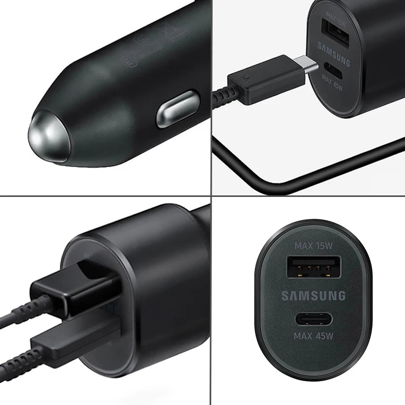 60W Samsung USB Type C Car Charger PD Super Charging Galaxy S25 S24 S23 S22 Ultra 45W 15W Charger Samsung Z Fold 5 4 Flip in Car