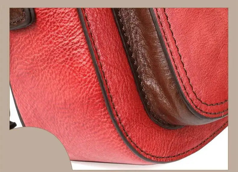 MOTAORA Women Shoulder Bag Luxury Retro Saddle Bags For Ladies Genuine Leather Messenger Bags Female Handmade Embossed Women Bag