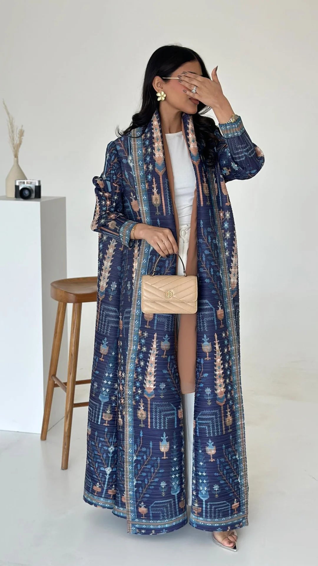 Dubai Abaya Luxury Evening Coat – Pleated Formal Cardigan Robe for Women