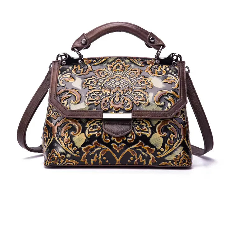 MOTAORA Womens Genuine Leather Luxury Handbag Handmade Embossed Vintage Shoulder Crossbody Bag New Arrival