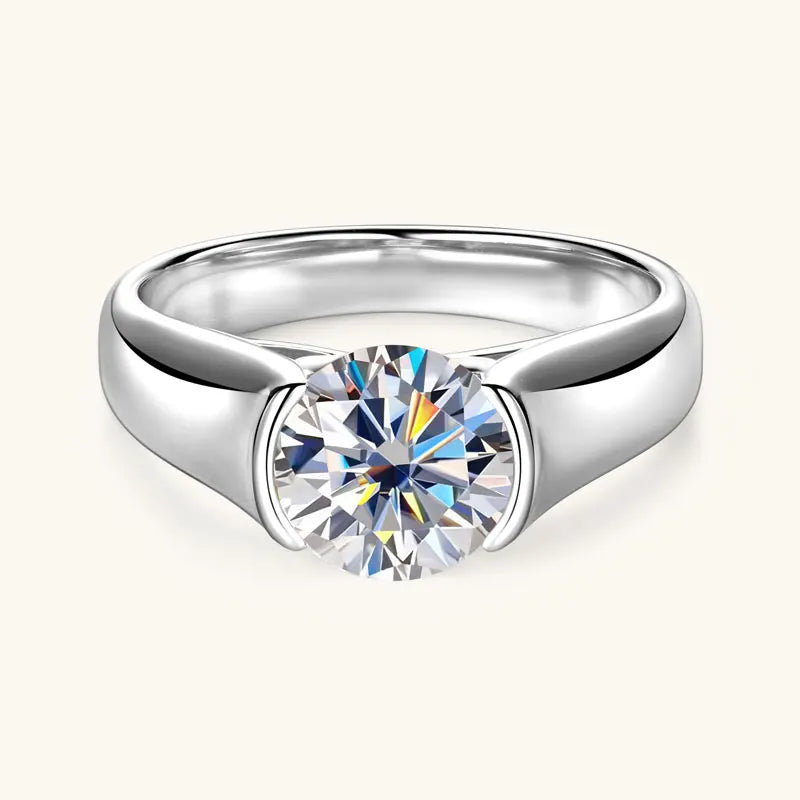 Lnngy Certified 8mm 2ct Moissanite Solitiare Ring For Women Original 925 Sterling Silver Wedding Rings With GRA Certificate