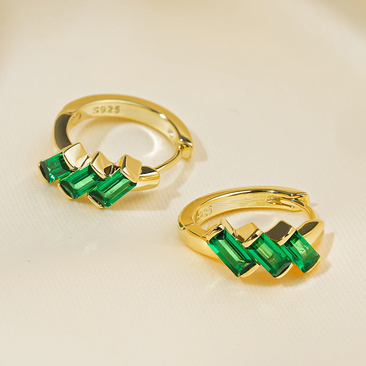 Lnngy Oval/Marqusie Cut Artificial Emerald Stud Earring for Women ohrringe silber 925 Sterling Silver Earring Daily Jewelry Gift