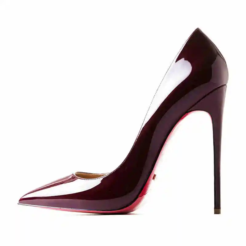 10cm (2) Women’s Patent Leather Pointed-Toe High Heels – 10cm Thin Heel
