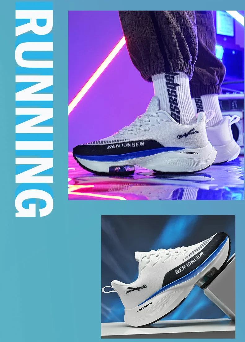 Men's Breathable Sports Shoes Summer Collection Mesh Fabric Double Air Cushion Running Shoes Korean Style The New