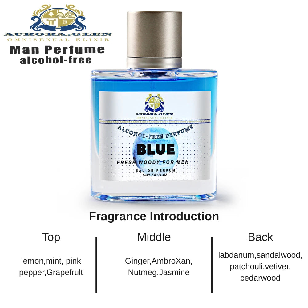 Parfum Azure Breeze Eau de Toilette for Men Fresh Woody Alcohol-Free Perfume with Cedarwood Vetiver Cologne Pink Pepper Mint