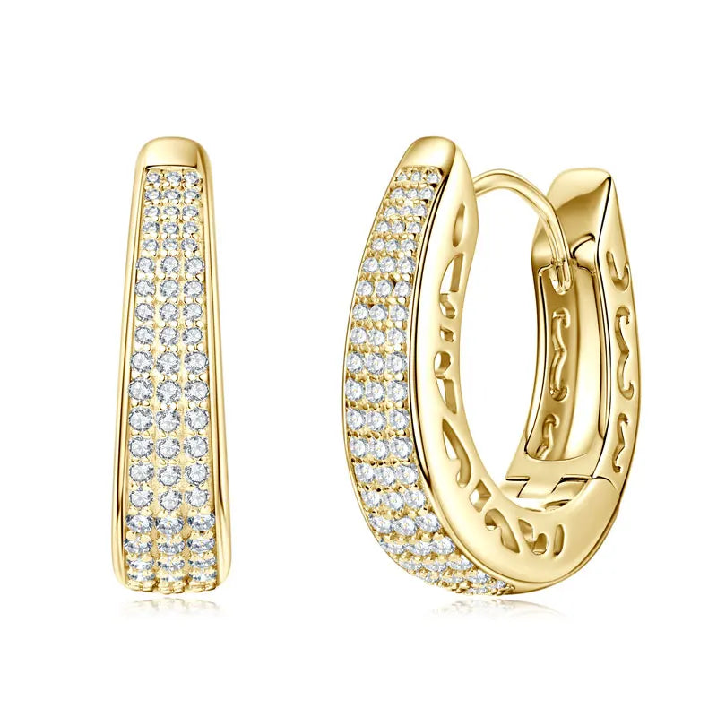 Lnngy GRA Certified 0.86CTW. Moissanite Hoop Earring Trendy 925 Sterling Silver Earrings For Women 18k Gold Plated Jewelry