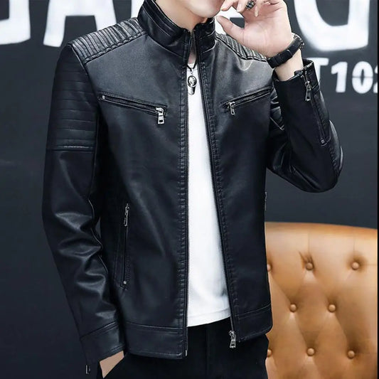 Motorcycle Jacket Men Jacket Vintage Biker Coat for Men Durable Warm Jacket for Outdoor Daily Wear