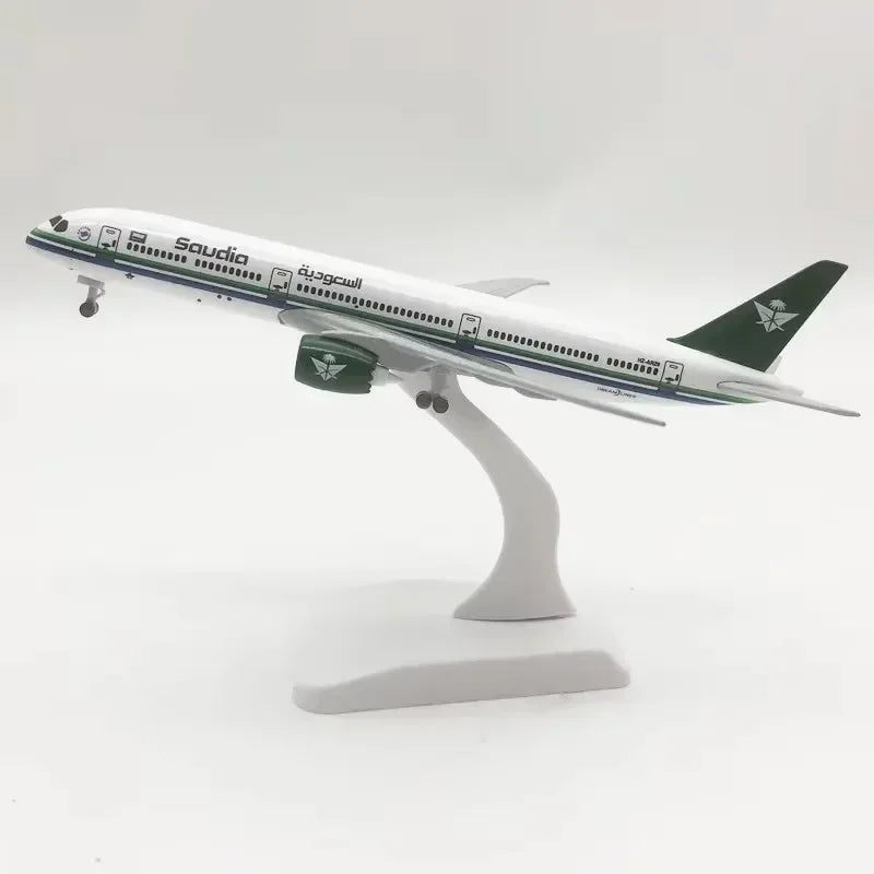 Metal Aircraft Model 20cm Alloy Metal B787 Saudi Model Replica With Landing Gear Alloy Material Aviation Simulation Gift Collect