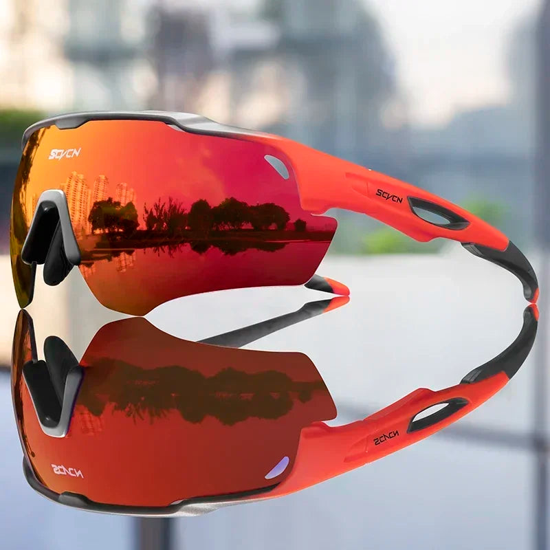 SCVCN Cycling Sunglasses Fashion Polarized MTB Glasses Bicycle UV400 Cycle Eyewear Photochromic Bike Goggles for Men Women