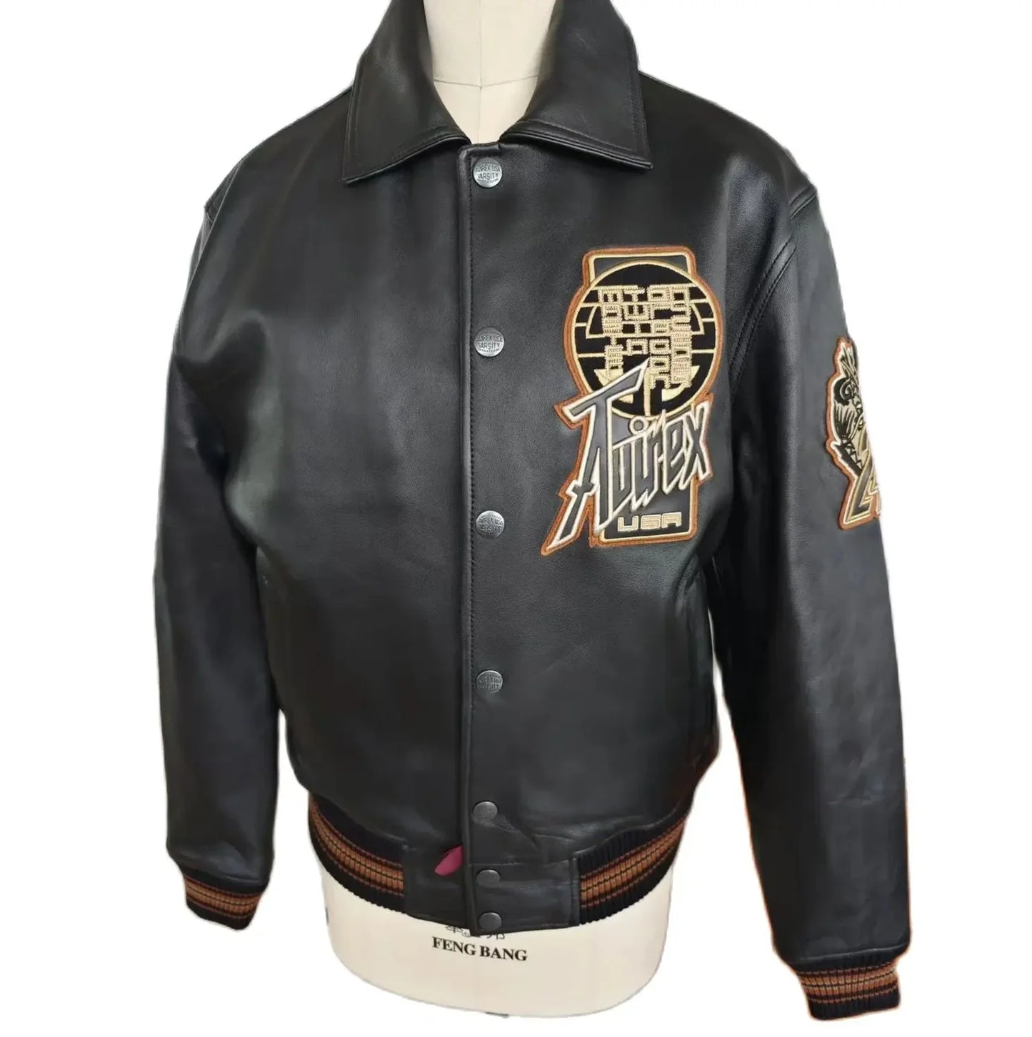 AVIREX High Quality Genuine Sheepskin Coat Men's US Size Classic Varsity Jacket Natural Leather Flight Suit Lapel Outerwear tops