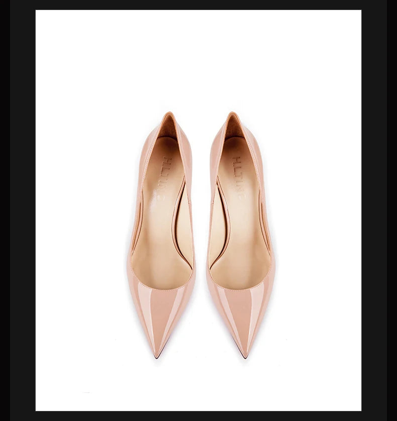 10cm (2) Women’s Patent Leather Pointed-Toe High Heels – 10cm Thin Heel