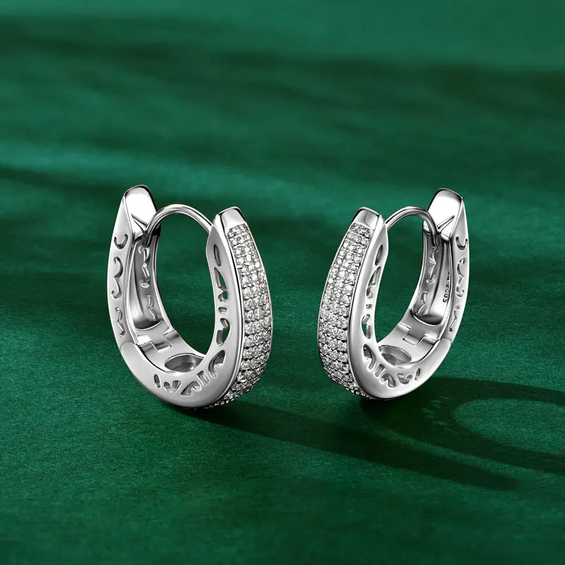 Lnngy GRA Certified 0.86CTW. Moissanite Hoop Earring Trendy 925 Sterling Silver Earrings For Women 18k Gold Plated Jewelry