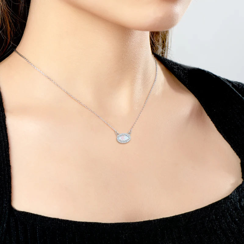 Lnngy Certified 925 Sterling Silver Chain Necklace Irregular Colorful Gemstone Pendant Necklaces for Women Collar Mujer