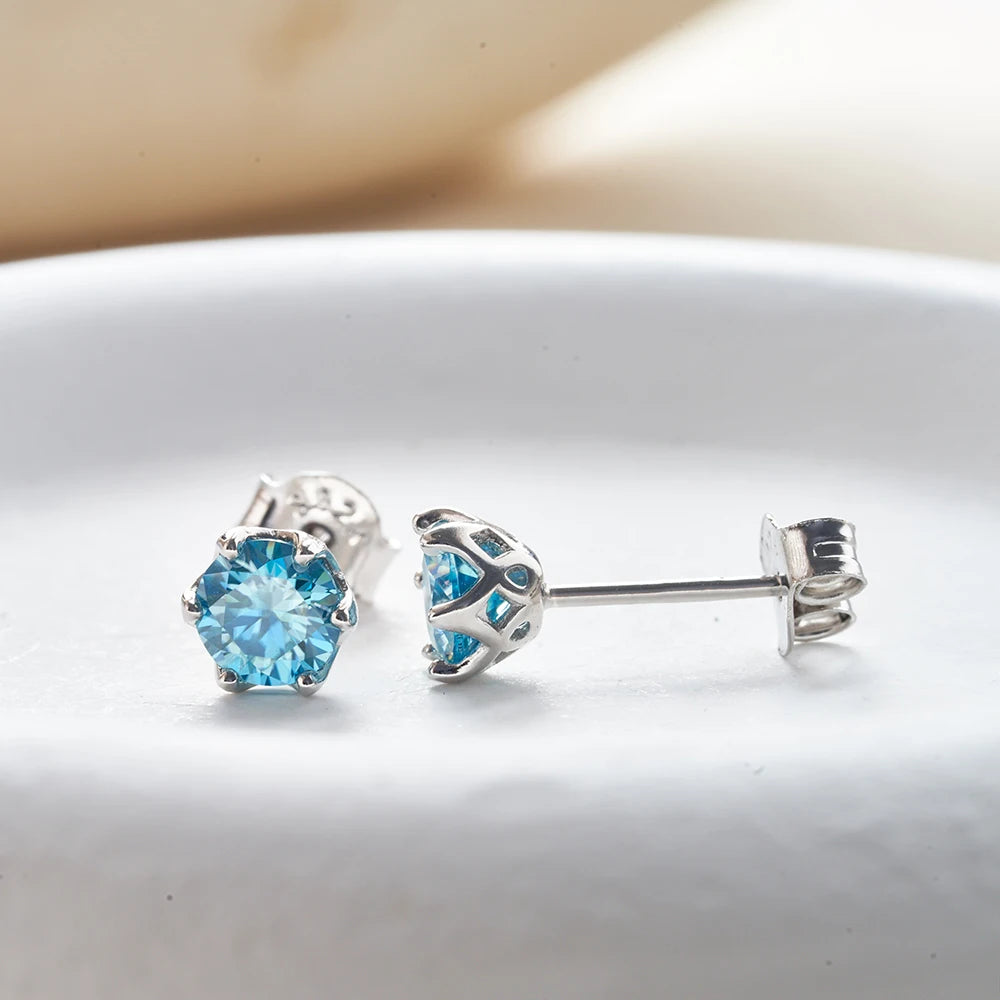 JoyceJelly 1/2/4CT VVS D Color Moissanite Russian Cut 8H8A Lab Diamond Stud Earrings For Women S925 Sterling Silver Fine Jewelry