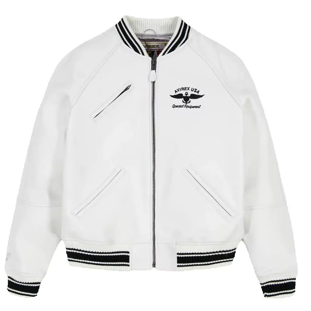 Avirex STADIUM JACKET varsity jacket in 100% antique European lamb leather Men's Spring 2025 New Leather Baseball Jersey coats