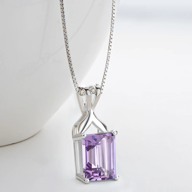 Lnngy Certified 925 Sterling Silver Chain Necklace Irregular Colorful Gemstone Pendant Necklaces for Women Collar Mujer