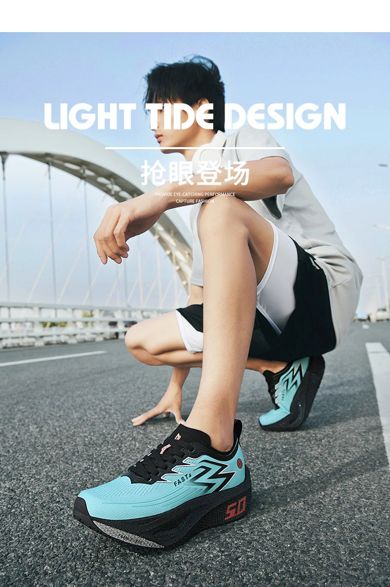 Men's Sports Shoes Cushioning Non-Slip Flat Wear Resistant Sneakers Mesh Breathable Platform Soft Running Shoes for Man