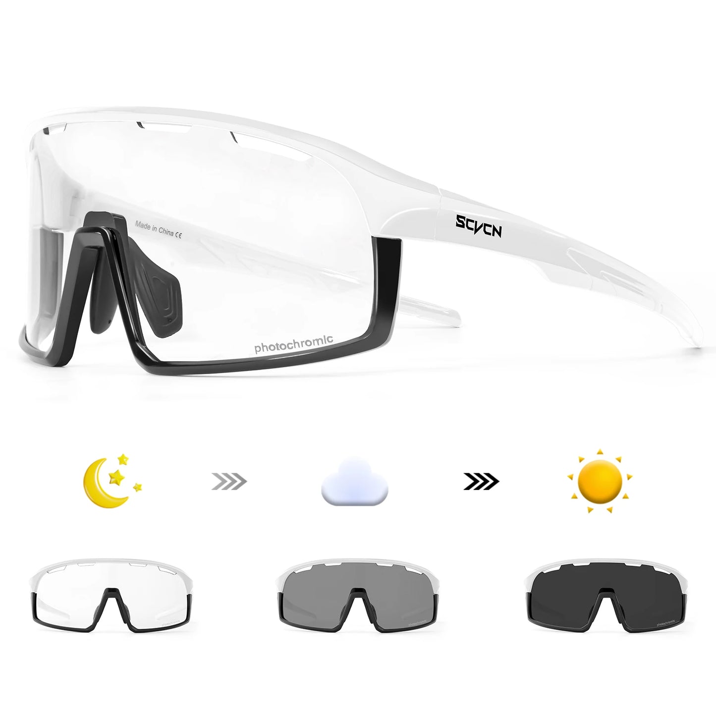 SCVCN New Photochromic Glasses Cycling Sunglasses Men Outdoor Sports Glasses Women Driving Bicycle Eyewear UV400 Hiking Goggles